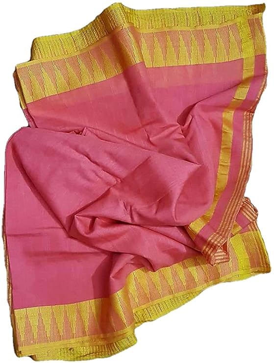 | Semi Tussar Silk Temple Border Handloom Bhagalpuri Saree-picture-27