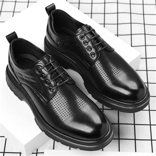 Men's Hollow Out Breathable Slip Business Leather Sandals British Style Groom Dress Shoes3