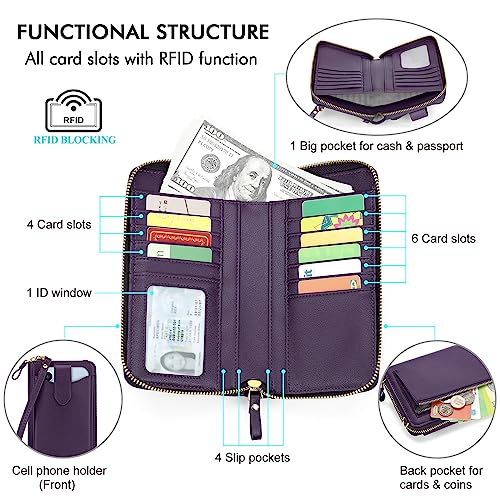 Image of Peacocktion RFID Crossbody Wallet Purse for Women Small Travel Cell Phone Purses Trendy Vegan Leather Bags with Card Slots