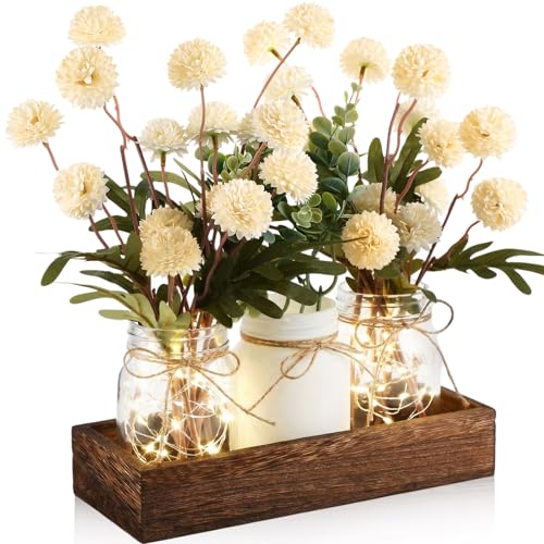 Suncalla 3 Pcs Spring Mason Jar Centerpiece Table Decorations Spring