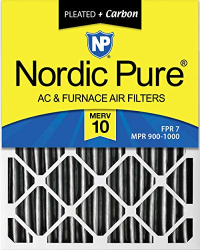 Nordic Pure 20x30x2 MERV 10 Pleated Plus Carbon AC Furnace Air Filters 3 Pack
