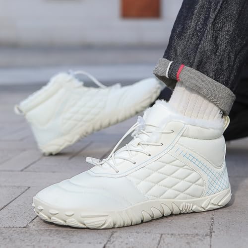 Image of Winter Footwear Barefoot Shoes Women Men Zero Drop Barefoot Hiking Boots Slip On Warm Waterproof Snow Boot Minimalist Wide Toe Ankle Booties Five Finger Hike Shoes Outdoor
