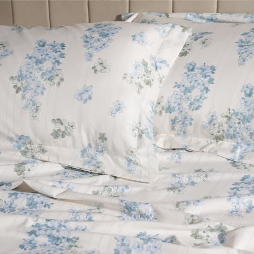 Image of Home Elegance from House of Mytrident | Linen Feel Bed Sheet for Double Bed King Size with Two Pillow Covers | Ultrasoft | Floral 274cm x 250cm | myTrident - Nest Sky Blue