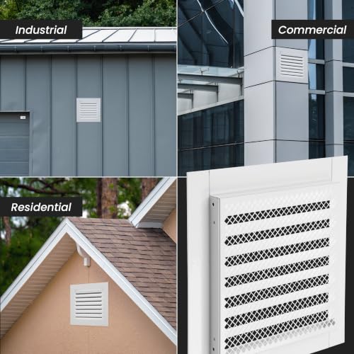 Image of Repa Market 8 x 8 Inch (Duct Opening Size) White Galvanized Steel Gable Vent - Shed Vents with Screen - Square Wall Vent - Outside Vent Covers for House - Ceiling Air Vent Covers - Return Air Vent