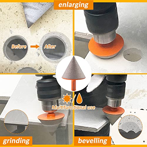 Diamond Beveling Chamfer Bit-BGTEC 35mm Diamond Finger Milling Bits with Hex Shank for Enlarging Polishing and Beveling The Holes for Marble Granite Ceramic - Image 2
