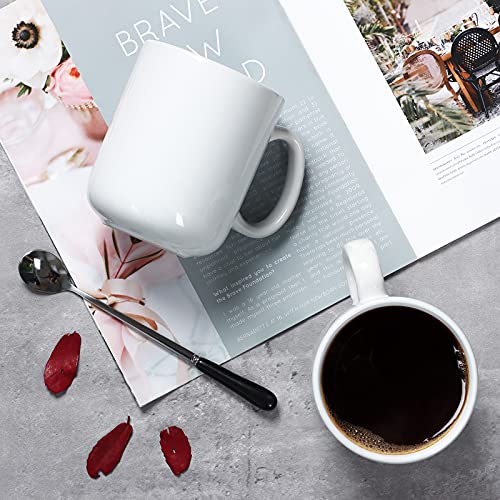 Smilatte 20 OZ Large Coffee Mug, M016 Plain Ceramic Boss Big Tea Cup with Handle for Dad Men Set of 2, White - Image 2