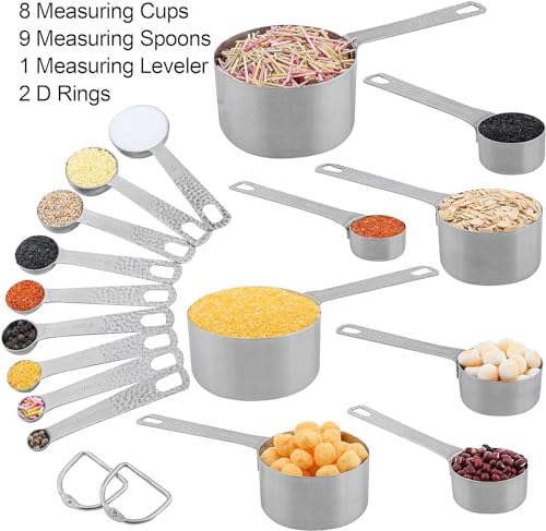 Set de vasos y cucharas medidoras de acero inoxidable 18 piezas miniatura 3