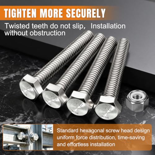 Image of mankk 8PCS 5 /16-18 x 2 inch Hex Bolt & Nut Kit,18-8 (304) Stainless Steel