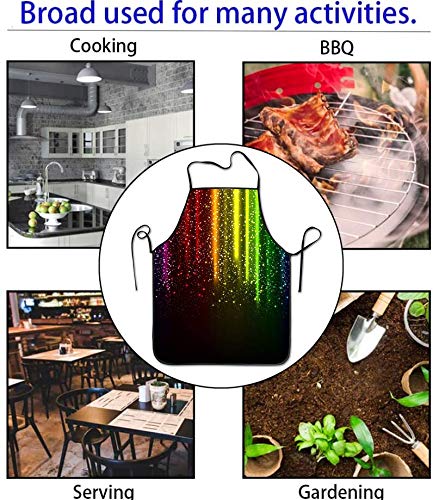 Yishow Rainbow Glitter Adjustable Bib Apron, Washable Unisex Cooking Kitchen Aprons For Chef #TOP2
