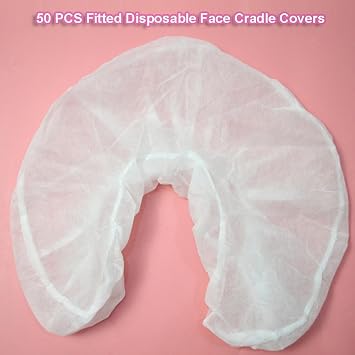 50 Pieces Breathable Disposable Massage Headrest Covers Face Cradle Covers Ultra Soft Non Woven Fabric Face Rest Covers for Massage Tables Beauty Spa Salon Bed, Universal Size 36 x 33cm