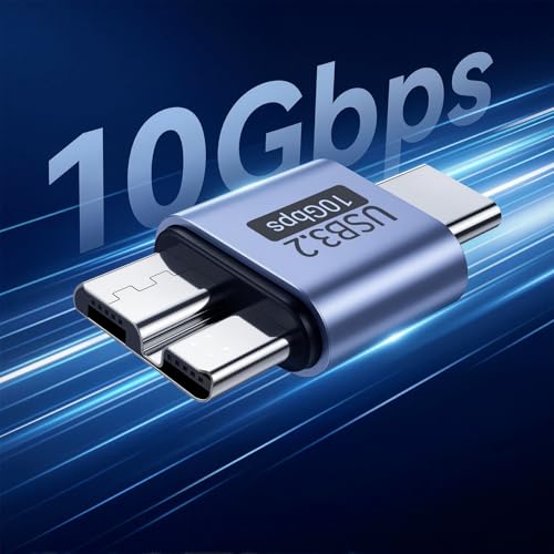 leizhan Adapter USB typu C na Micro-B (2-pak), USB 3.2 10 Gbps typ C na Micro-USB-B, kompatybilny z Western Digital, Toshiba, HDD, Seagate, WD itd.