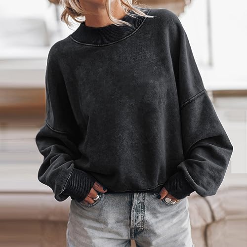 Womens Fashion Oversized Sweatshirt Teen Girls Y2k Long Sleeve Tops Crewneck Sweatshirts Casual Cropped Fleece Pullover2