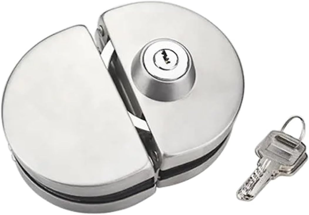 Center Lock for Tempered Sided Glass Door Frameless Stainless Steel with Keys 1Pcs