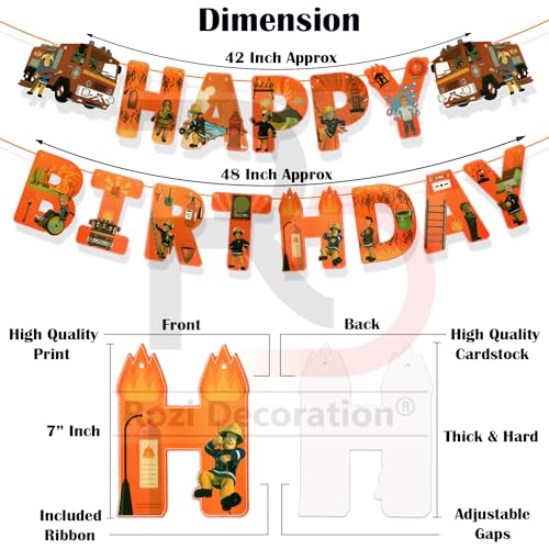 Image of Rozi Decoration Latex, Foil, Cardstock Fireman Theme Birthday Decoration Items For Girl, Boy, Kids Birthday Decor, Firefighter Fire Truck Theme Birthday Decorations Pack Of 73 Pieces, Multicolor