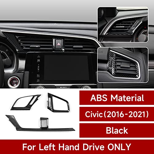 Image of Front Air Vent Outlet Cover Trim Decals for 2016 2017 2018 2019 2020 2021 Honda Civic 10th Gen Accessories ABS Carbon Fiber Stickers