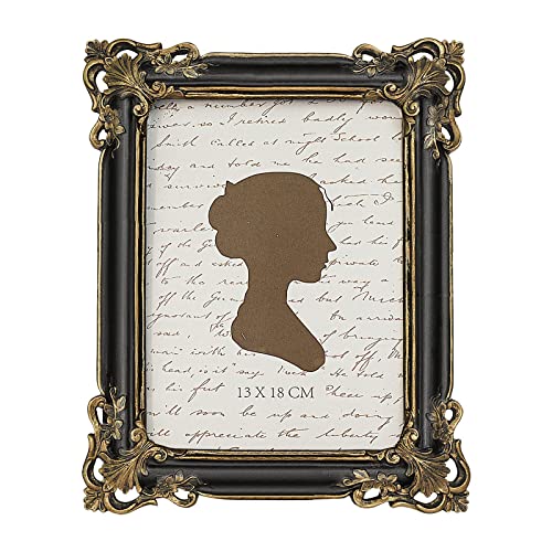 Vintage Picture Frame 5x7 Inch, Luxury Antique Photo Frames with Glass Front, Photo Display, Tabletop Wall Hanging, Gift Ideas, Black and Gold