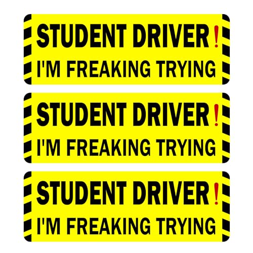 Image of 3 Pack Student Driver Magnet for Car, Magnetic Student Driver Sign for Vehicle, Reflective Warning Bumper Sticker Magnet Sign for New Driver, 10 inch x 3.5 inch (Yellow-Black)