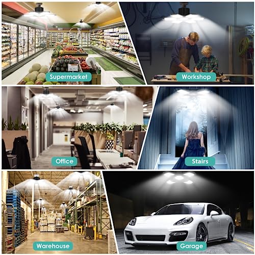 Aysemo 100W 10000Lm Super Bright Led Light Bulbs, 6000K Daylight Garage Light Bulb With 5 Adjustable Panels, E26/E27 Screw In Garage Lighting, Led High Bay Light For Garage Basement Barn #TOP6