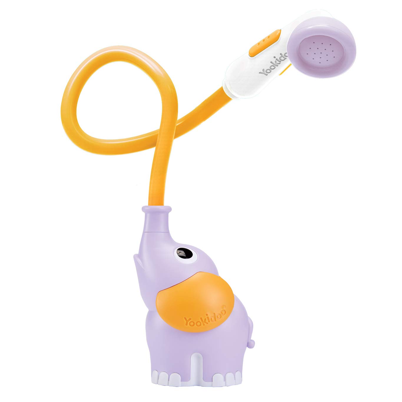 Yookidoo Alcachofa de ducha para bañera de bebé, bomba de agua de elefante y caño para maletero – para recién nacidos en bañera o lavabo (morado)