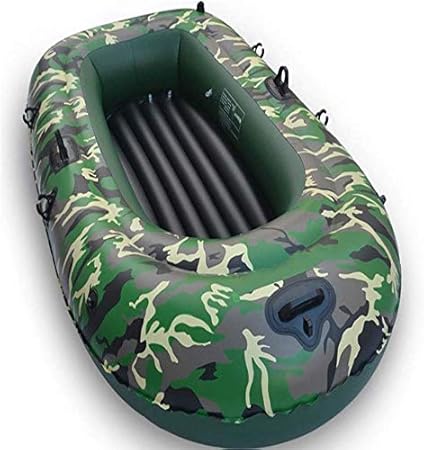 IRIS Kayaking Portable 2 Persons Camouflage Inflatable Rubber Fishing Dinghy Air Raft Rowing Boat with Paddles Suitable for Water Surfing (198 x 122 cm)