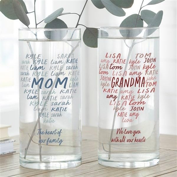 Personalization Universe Custom Grateful Heart Engraved Glass Vase 7.5" - Personalized Floral Vase for Mom & Grandma by Personalization Universe, Flower Vase for Mother's Day