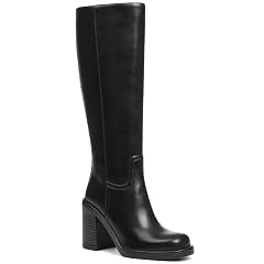 Uacllcau Knee High Boots Women Wide Calf Platform Boots for Women Square Toe Chunky Block Heeled Riding Tall