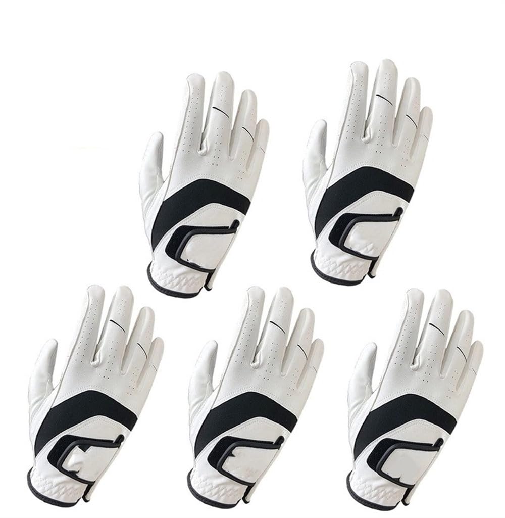 Golfhandschuhe 5 stücke Premium Leder Golfhandschuhe Männer Links Right Hand Regen Griff Verschleißfest drohbar flexibel bequem Golfhandschuh