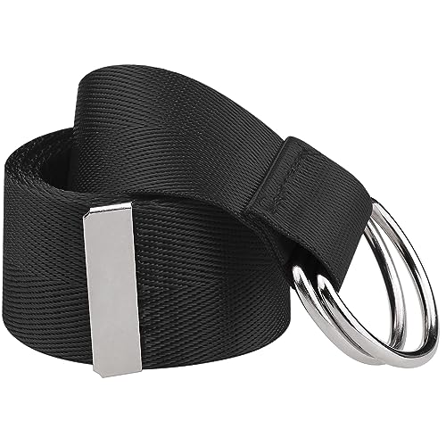 Ladies' Double D-Ring Buckle Belt Women Canvas Solid Color Belt Adjustable Waist Belts