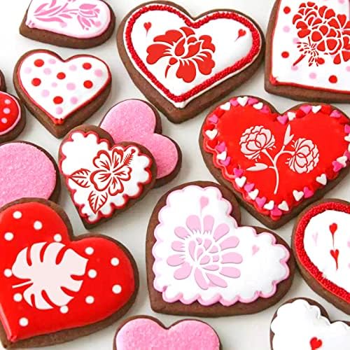 MWOOT 30Pcs Flowers Coffee Stencils Cake Painting Template Kit, Reusable Latte Art Baking Decorating Stencil, DIY Stencil Cookie Barista Tools for Hot Chocolate Cupcake Cappuccino Decoration(9.7x7CM)