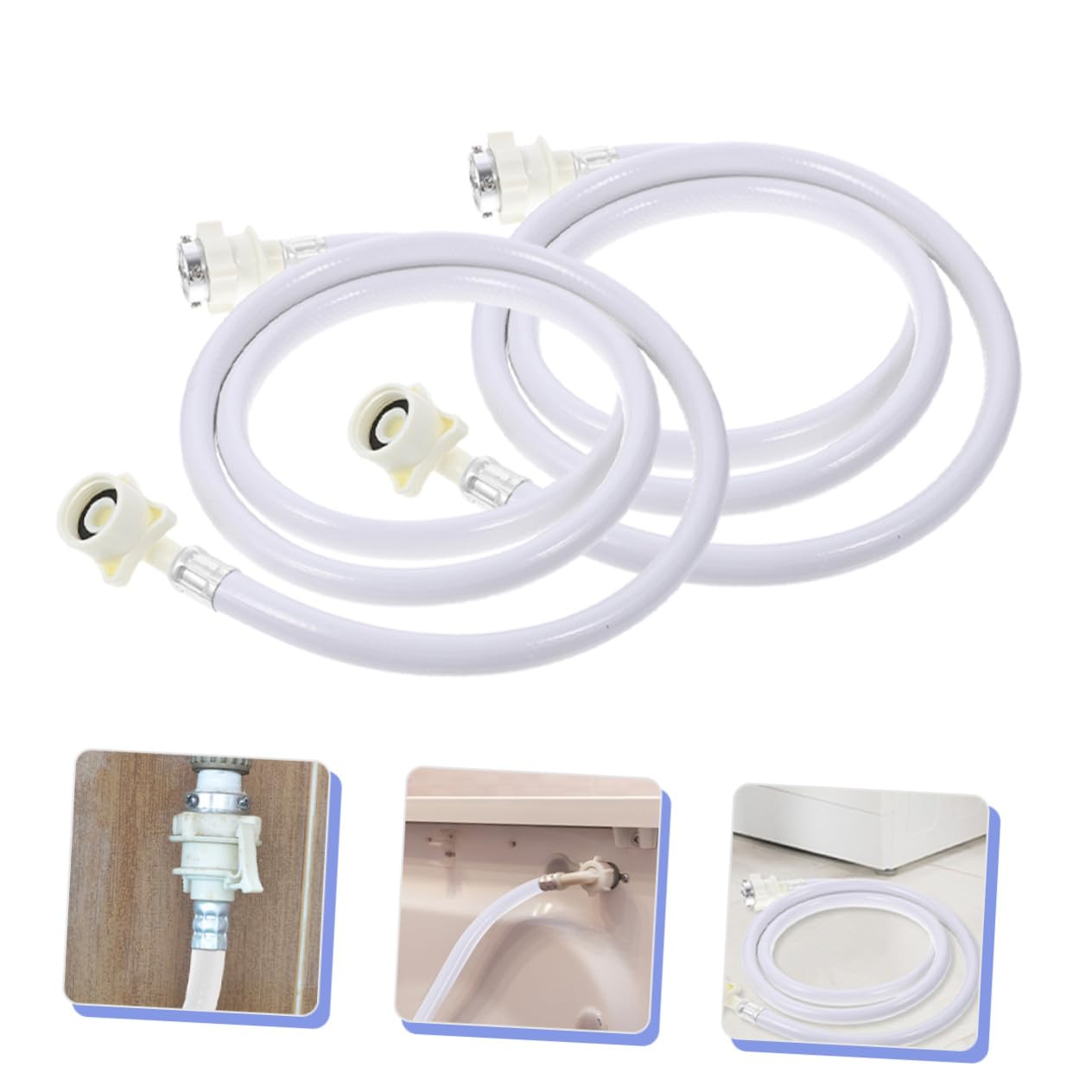 2 pièces Tuyau Alimentation Machine à Laver PVC Inox Résistant Haute Pression Raccord Étanche Facile Installation pour Lave Linge