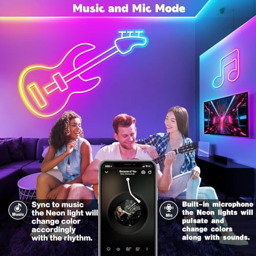 Image of SINLEY Led Neon Rope Lights 100FT,Control with App /Remote,Flexible Led Rope Lights,Multiple Modes,IP68 Outdoor RGB Neon Lights Waterproof,Music Sync Gaming Led Strip Lights for Bedroom Indoor