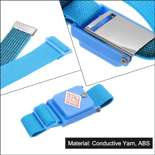 Image of MECCANIXITY 2pcs Anti Static Wrist Strap, ESD Antistatic Bracelet Adjustable Cordless with Spare Bracelet for Computer Electronics Repair Blue