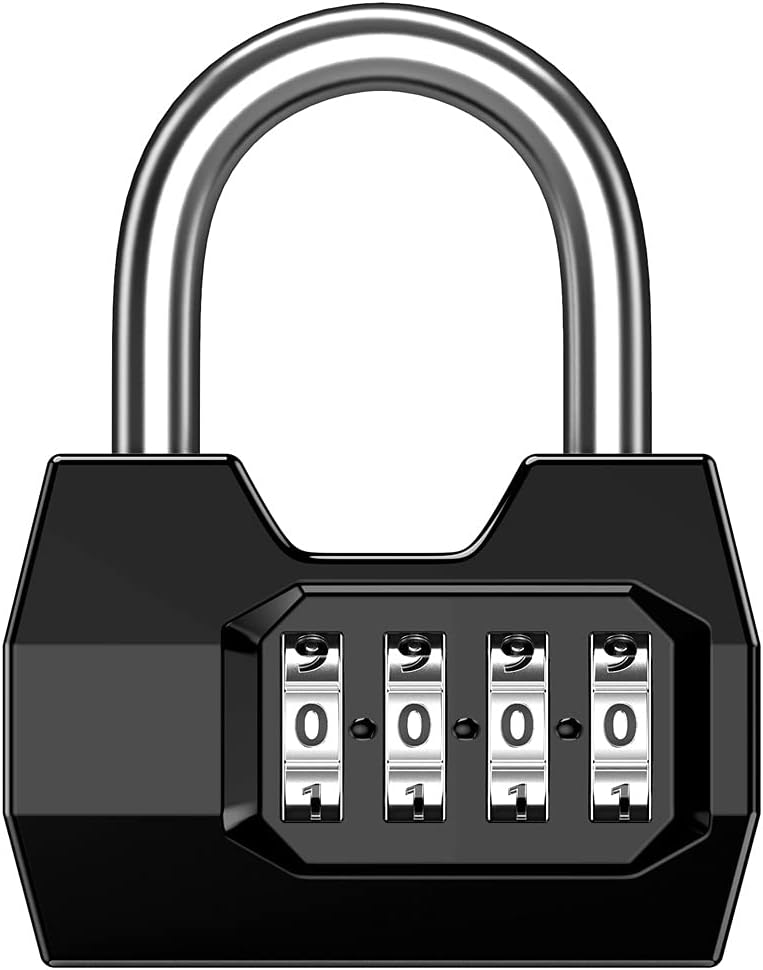 Portable 4 Dial Digit Combination Lock Weatherproof Protection Security Padlock Outdoor Gym Safely Code Lock Black (Color : Black)