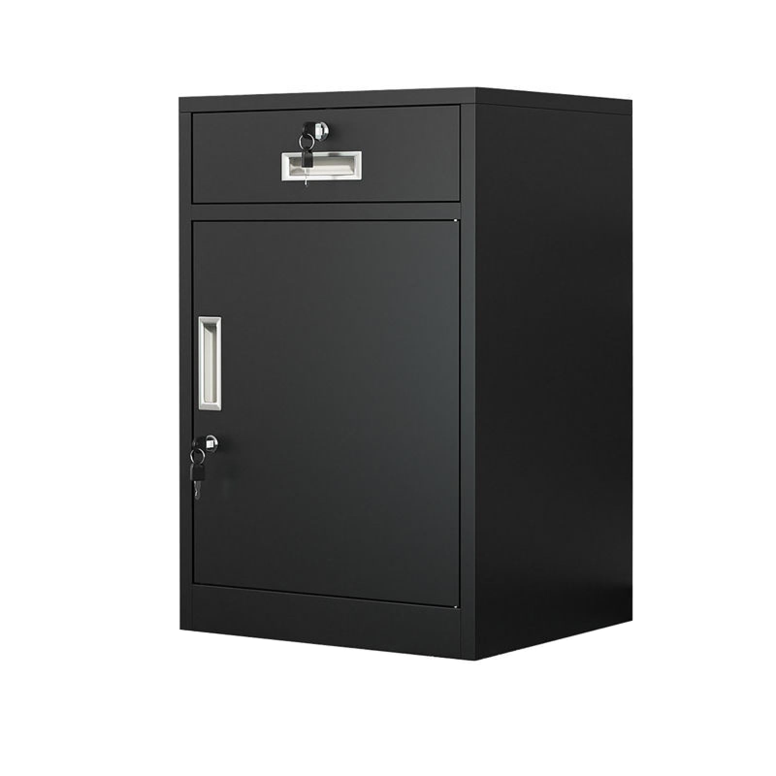 Aioneer Lockable Metal Storage Cabinet For Home & Office Mobile File Cabinet With Adjustable Shelves & 1 Drawer Blue Ideal For Office & Document Storage Solutions-Black-1 Drawer