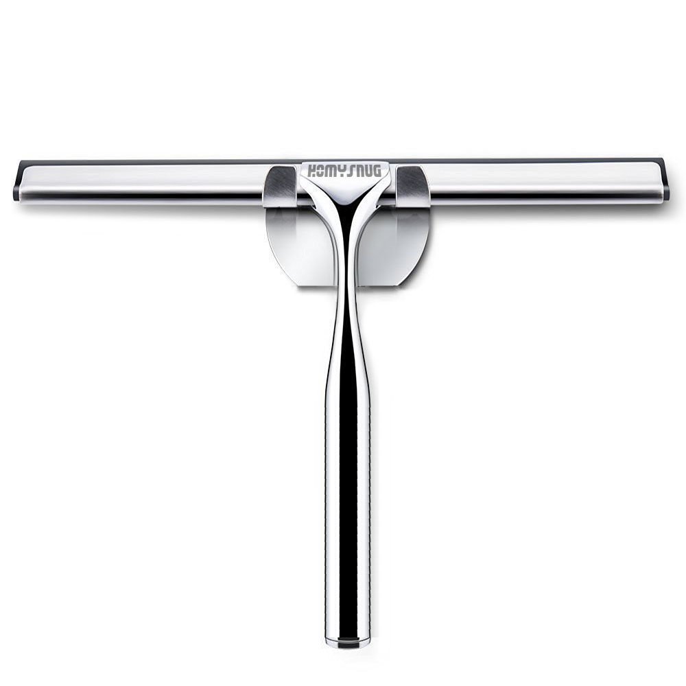 Stainless Steel Bathroom Squeegee - Shower Glass Wiper Window Squeegee for Mirror with Holder