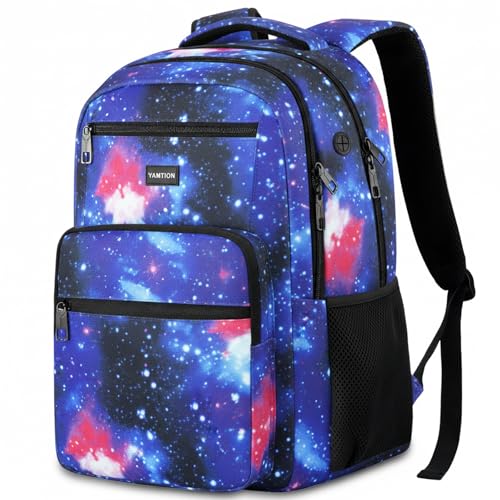 Image of YAMTION Laptop Backpack for Men, Black Backpack, School Backpack for Boys and Girls, Bookbag, Work Backpack (Starrysky, 15.6 inch)