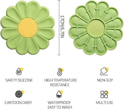 Miniatura 2 de Kaxich 4 alfombrillas de silicona resistentes al calor, salvamanteles de margaritas antideslizantes para bebidas calientes, platos, café, tazas,