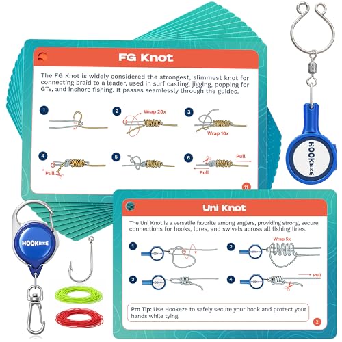 HOOK-EZE Complete Fishing Knot Tying Guide Kit|Includes Waterproof Guide to