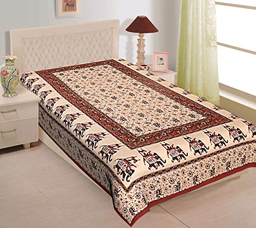 UNIBLISS Cotton Comfort Rajasthani Jaipuri - Sábana de cama individual tradicional (granate)