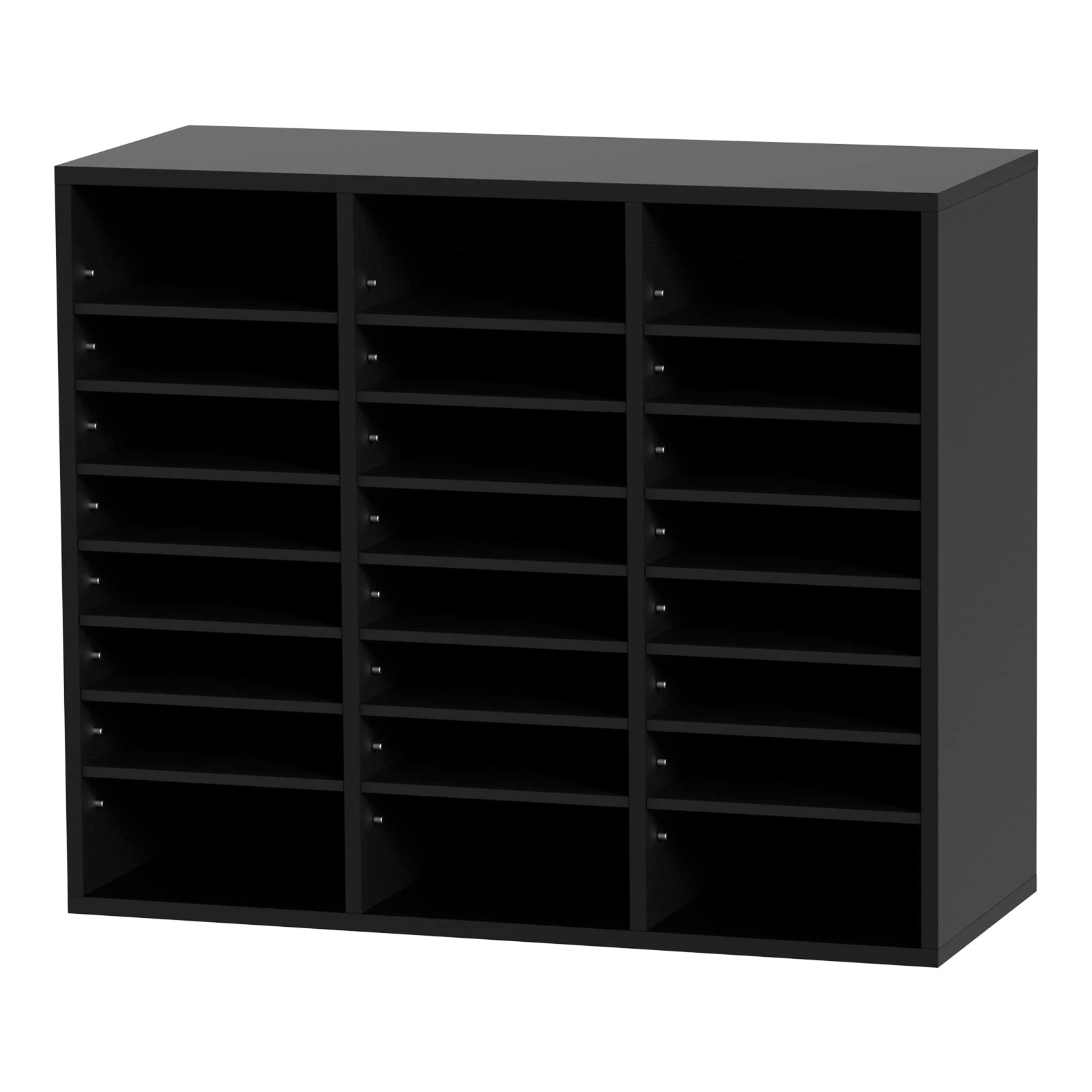 VEVOR Organizador de Literatura de madera Aglomerado Estante de Almacenamiento de Documentos de 24 Compartimentos 73,7x30,5x62 cm Clasificador de Literatura con Estantes Ajustables para Oficina, Negro