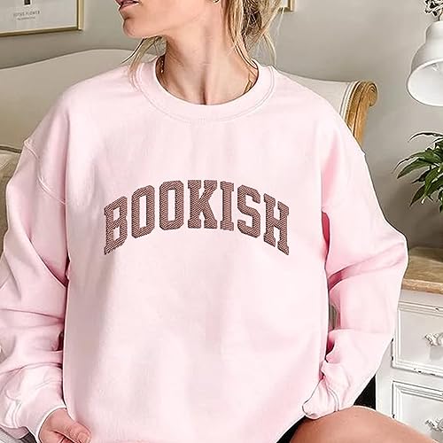 GodLover Personalized Bookish Embroidered Sweatshirt - Custom Initial Heart On Sleeve, Gifts For Book Lover - Thumbnail 2