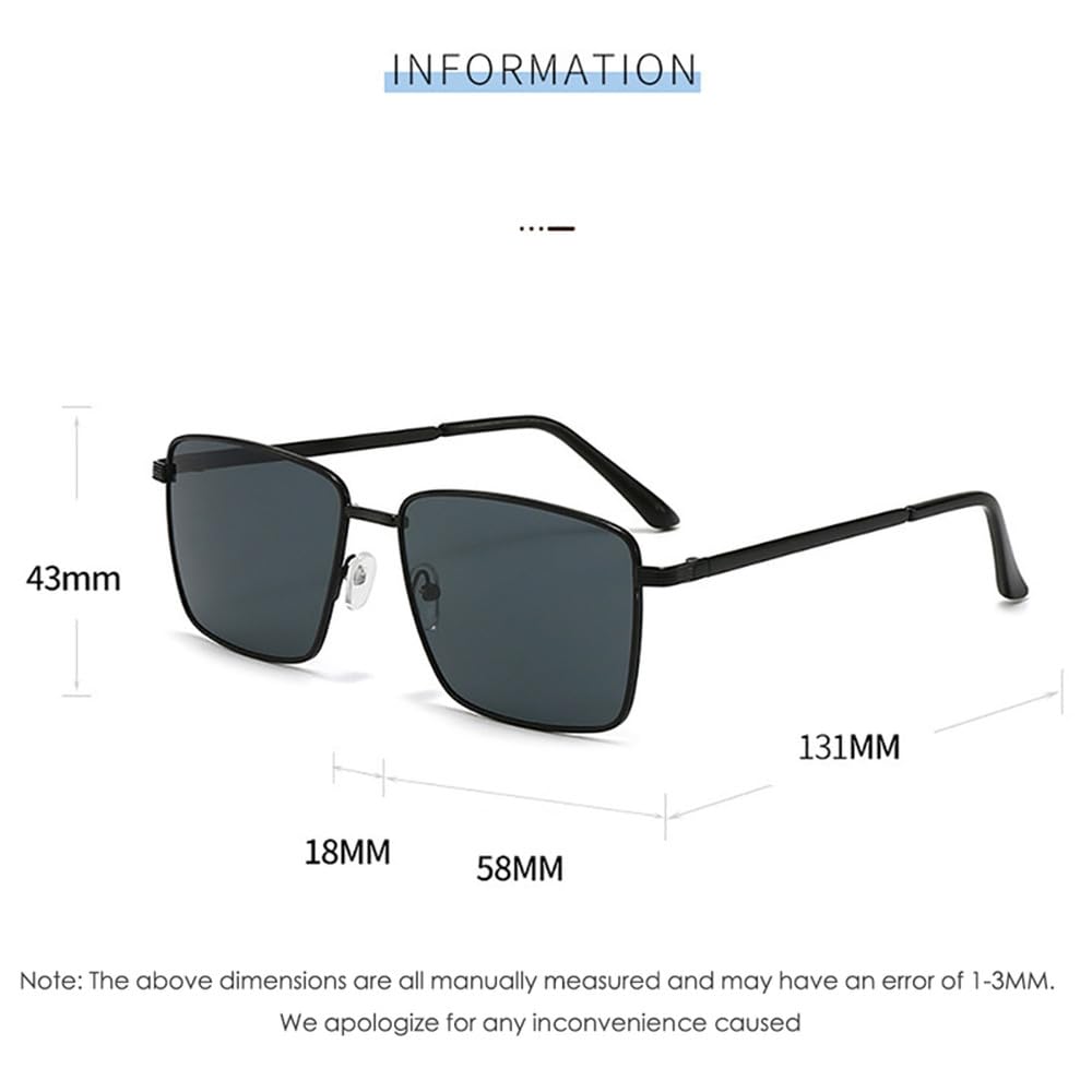 Gafas de sol cuadradas de montura grande para hombre, protección UV400, gafas de sol vintage para mujer con montura metá