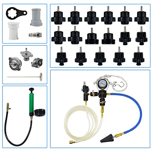 Endxedo 28Pcs Universal Radiator Pressure Tester Vacuum Type Cooling System Tool Kit With Pressure Tester Kit Coolant Refill Tool Kit With Red Carry Case #TOP1