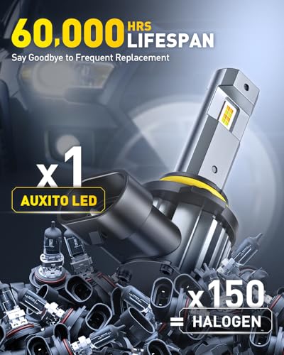 Image of AUXITO HB4 9006 LED Switchback Bulbs, 50,000 Lumens 600% Super Bright, 6500K White /3000K Golden Yellow Dual Color Easy Switch, Mini Sized, CanBus Ready, 2PCS