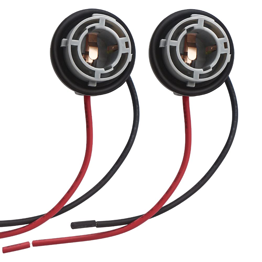 EverBright Stradard 1156 BA15S P21W LED Bulb Socket Holder, Socket Adapter for Brake/Turn Signal/Tail Light Bulbs, Pre-Wired Harness Sockets (Pack of 2)