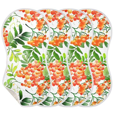 xigua Orange Berries Muslin Baby Burp Cloths Set of 2, Super Soft & Absorbent Burping Rags, Cotton Burp Clothes Shower Gift for Newborn, Baby Girls and Boys3