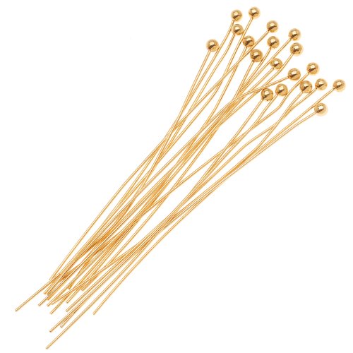 Beadaholique B24/200G 20-Piece Ball Head Pins, 24-Gauge, 2-Inch, 22K Gold