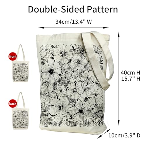 Image of itgowisa Canvas Tote Bag with Zipper Pocket, Travel Shopping Book Bag for Women, Gifts for Teachers, Nurses, Plant Lovers