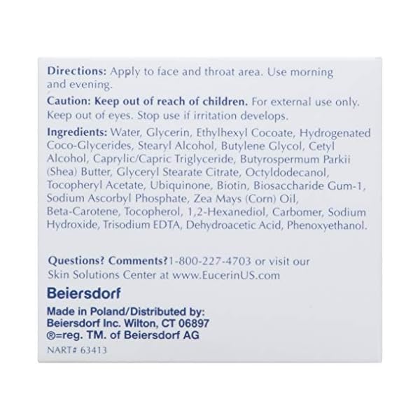 Eucerin Q10 Anti-Wrinkle Face Cream, Unscented Face Cream for Sensitive Skin, 1.7 Oz Jar