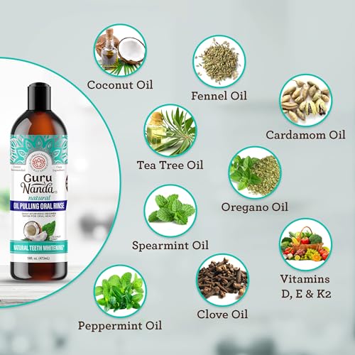 GuruNanda Coconut Oil Pulling with 7 Essential Oils and Vitamin D3, E, K2 (Mickey D), Helps with Fresh Breath, Teeth & Gum Health & More - 16 fl oz - Image 4